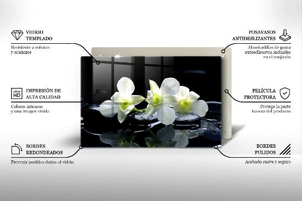 Worktop saver Zen white flowers in water