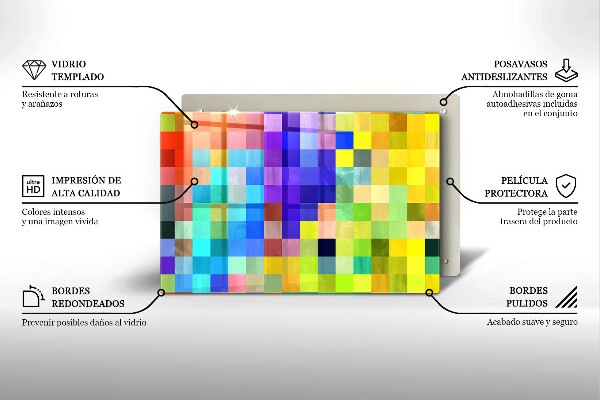 Induction hob protector Colorful squares pixels