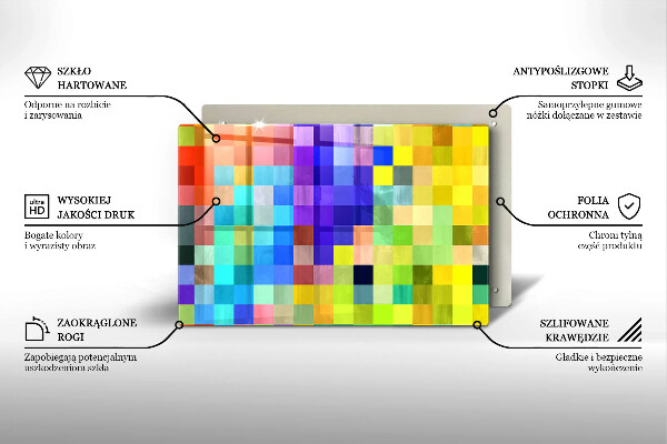 Induction hob protector Colorful squares pixels