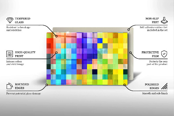 Induction hob protector Colorful squares pixels