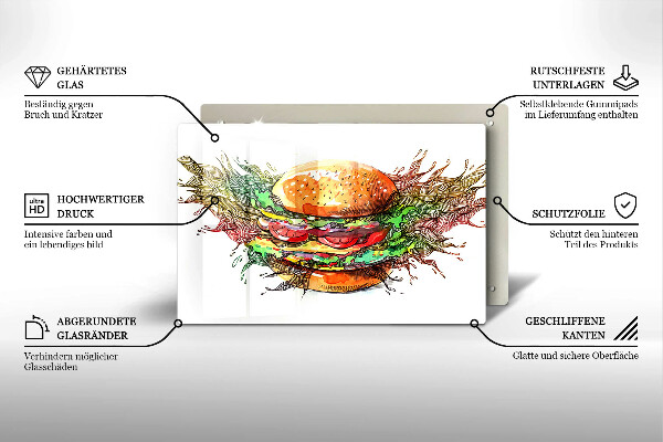 Induction hob cover Drawing hamburger
