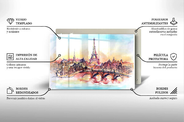 Induction hob cover Paris landscape Eiffel Tower