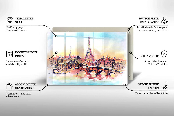 Induction hob cover Paris landscape Eiffel Tower