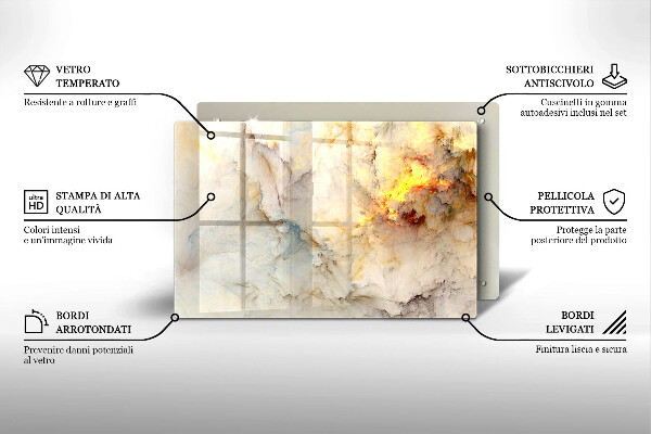 Induction hob protector Marble texture with gold