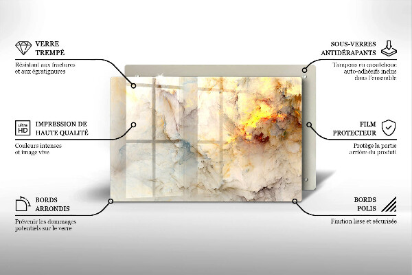 Induction hob protector Marble texture with gold