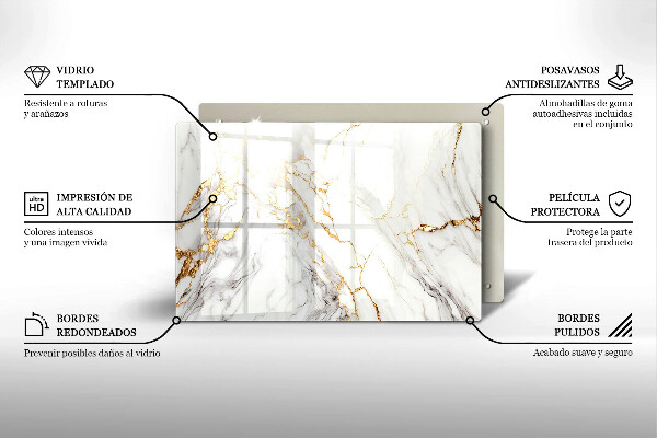 Worktop saver Light marble with gold