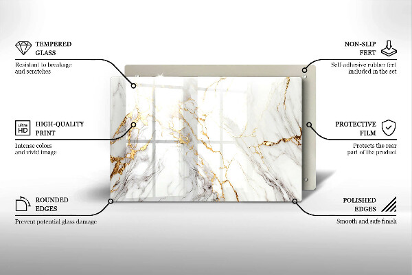Worktop saver Light marble with gold