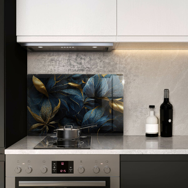 Induction hob protector Decorative leaves with gold