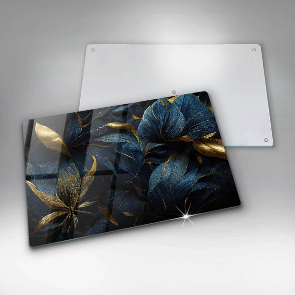 Induction hob protector Decorative leaves with gold