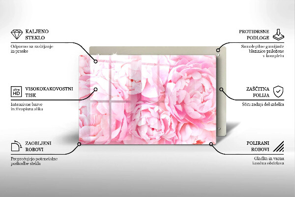 Induction hob protector Delicate peonies