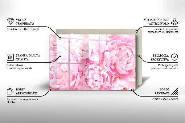 Induction hob protector Delicate peonies