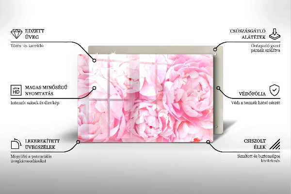 Induction hob protector Delicate peonies