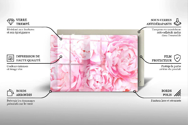 Induction hob protector Delicate peonies