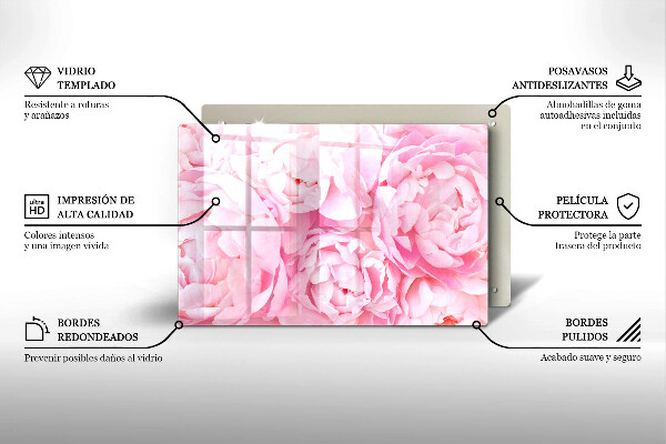 Induction hob protector Delicate peonies