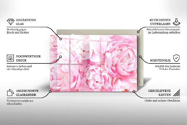 Induction hob protector Delicate peonies