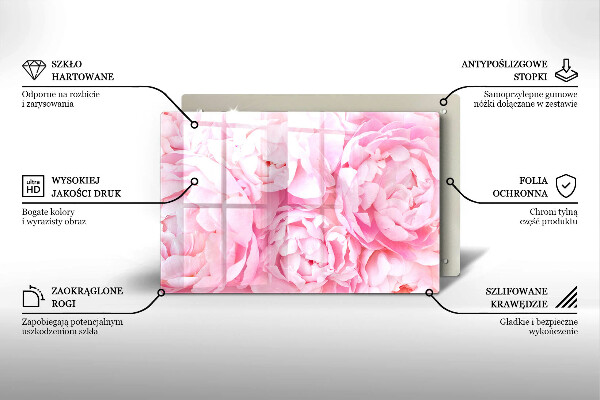 Induction hob protector Delicate peonies