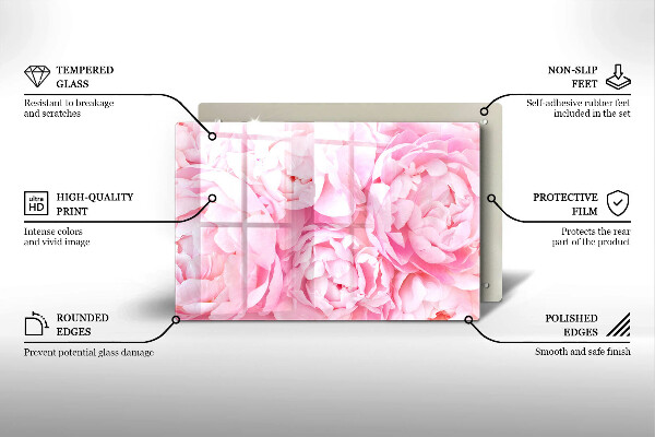 Induction hob protector Delicate peonies