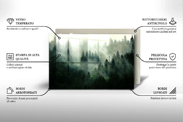 Induction hob protector Landscape of a hazy forest