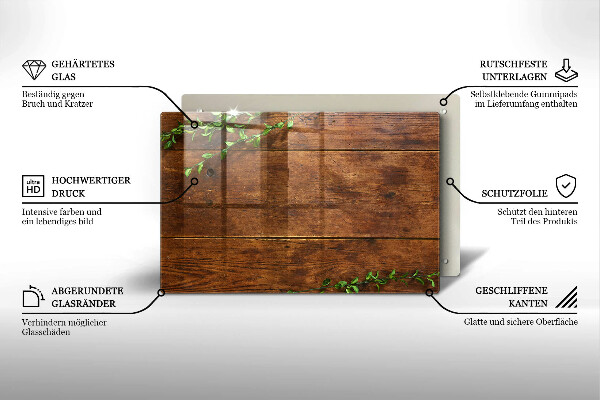 Induction hob protector Wooden boards and leaves