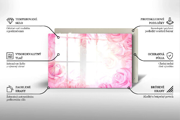 Induction hob protector Delicate background roses