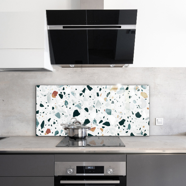 Kitchen glass panel Gray quartz terrazzo texture