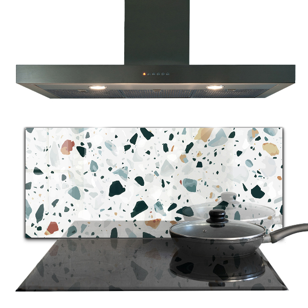 Kitchen glass panel Gray quartz terrazzo texture