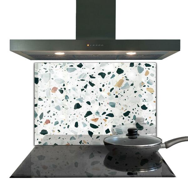 Kitchen glass panel Gray quartz terrazzo texture