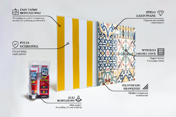 Kitchen glass panel Portuguese mosaic ornaments