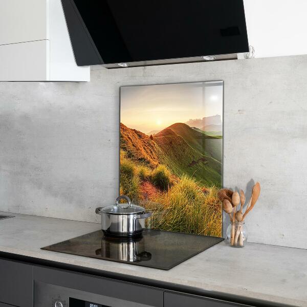 Kitchen glass panel Mountain glade sunrise
