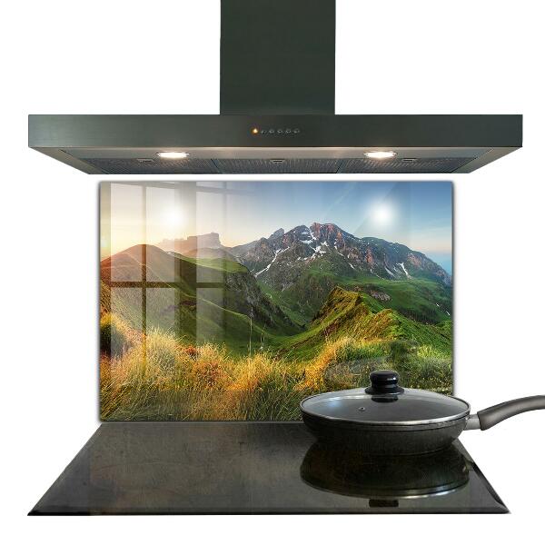 Kitchen glass panel Mountain glade sunrise
