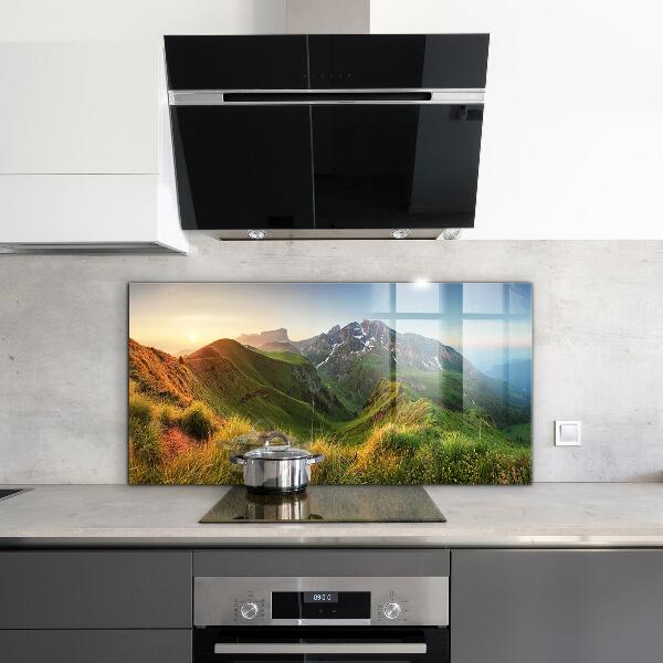 Kitchen glass panel Mountain glade sunrise