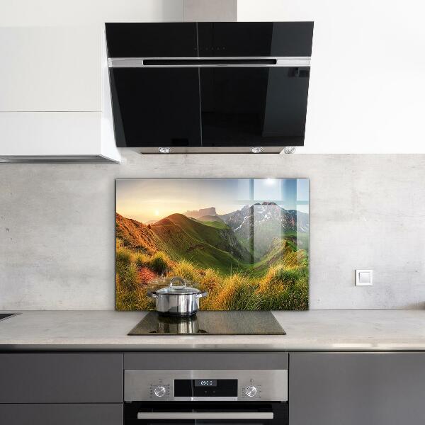 Kitchen glass panel Mountain glade sunrise