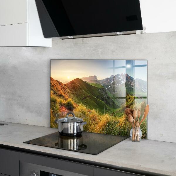 Kitchen glass panel Mountain glade sunrise