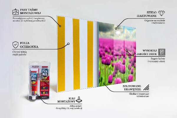 Kitchen glass panel Field of pink tulips meadow