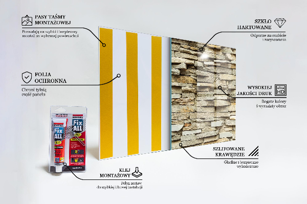 Kitchen glass panel Natural bricks