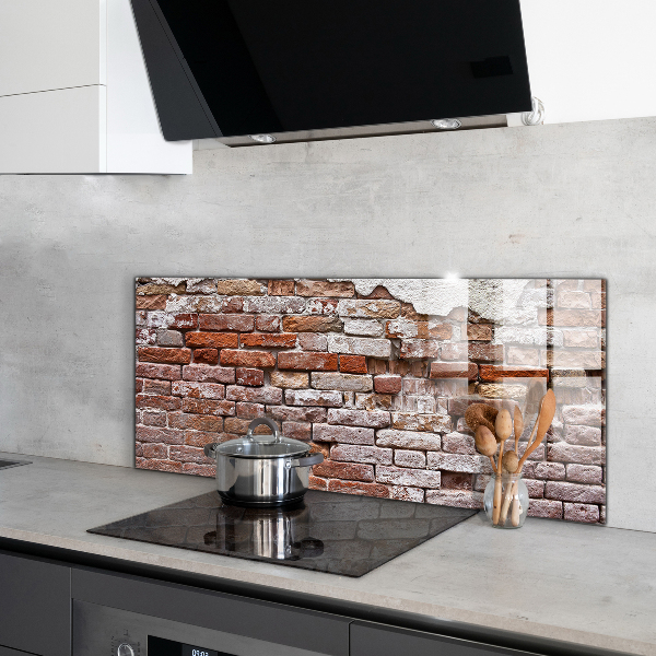 Kitchen glass panel Stone brick wall