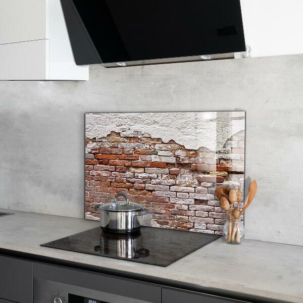 Kitchen glass panel Stone brick wall