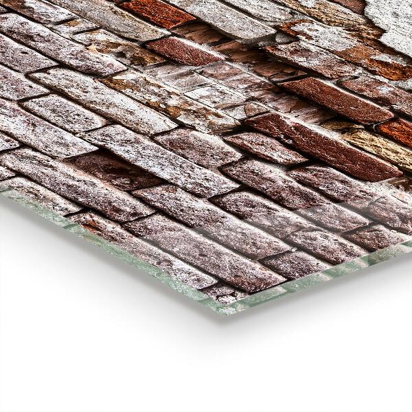 Kitchen glass panel Stone brick wall