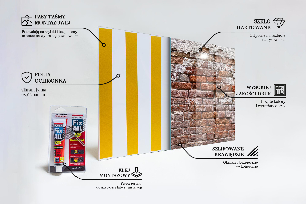 Kitchen glass panel Stone brick wall