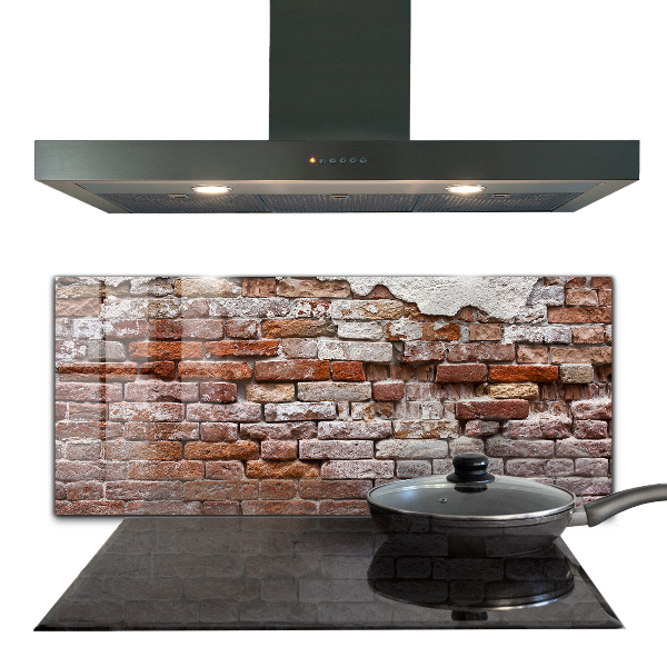 Kitchen glass panel Stone brick wall