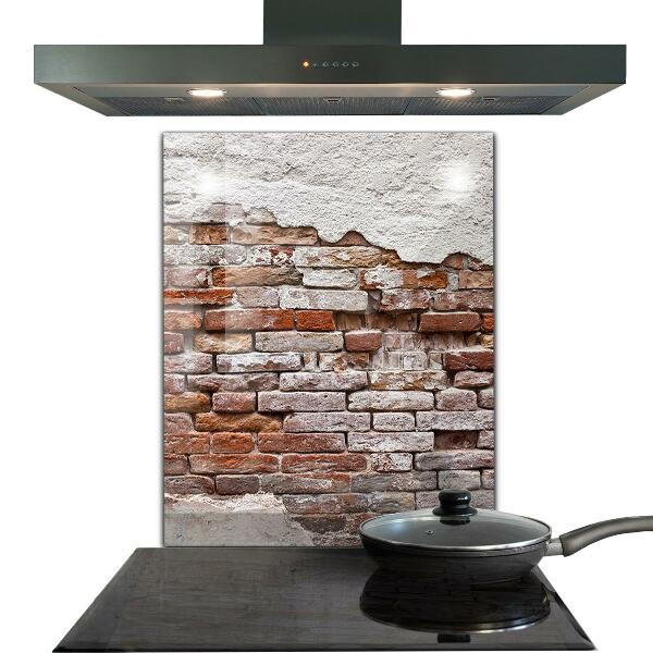 Kitchen glass panel Stone brick wall