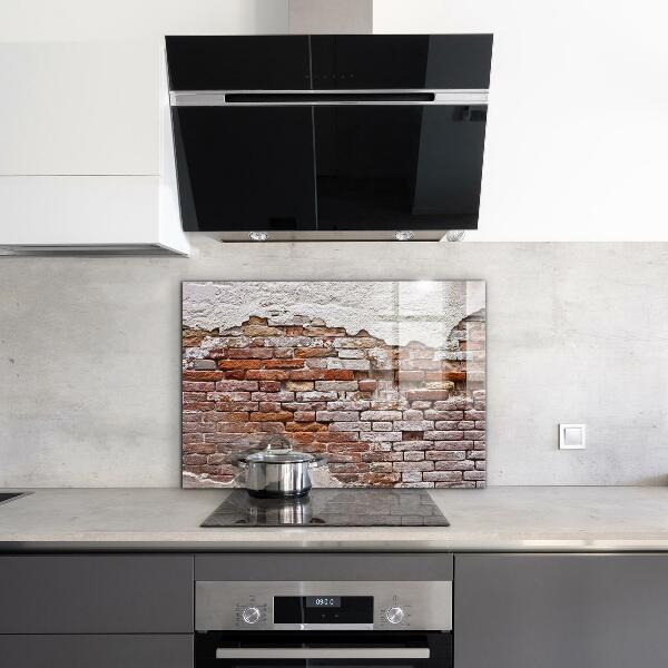 Kitchen glass panel Stone brick wall