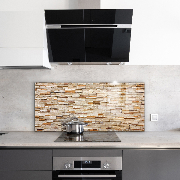 Kitchen glass panel Natural stone wall