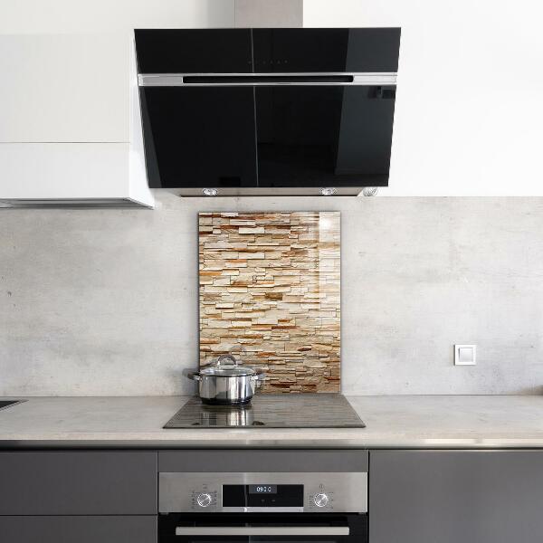 Kitchen glass panel Natural stone wall
