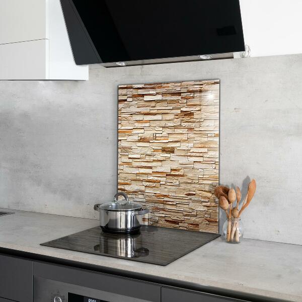 Kitchen glass panel Natural stone wall