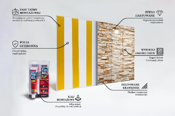 Kitchen glass panel Natural stone wall