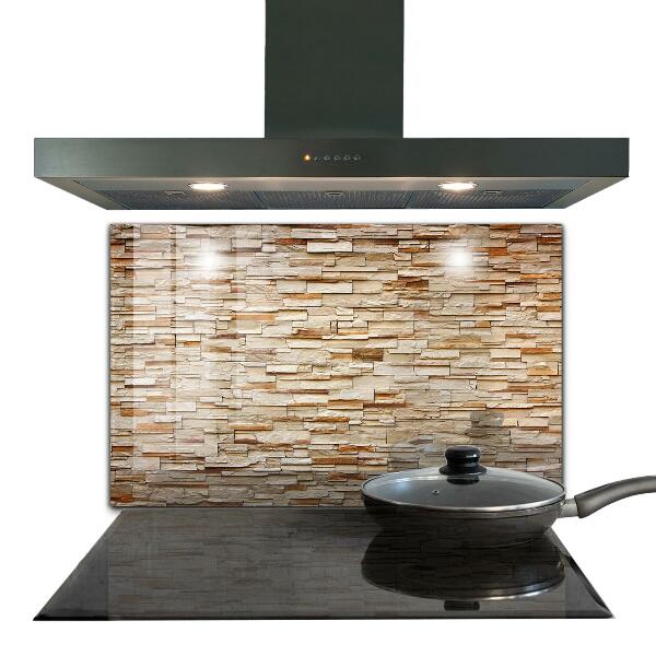 Kitchen glass panel Natural stone wall