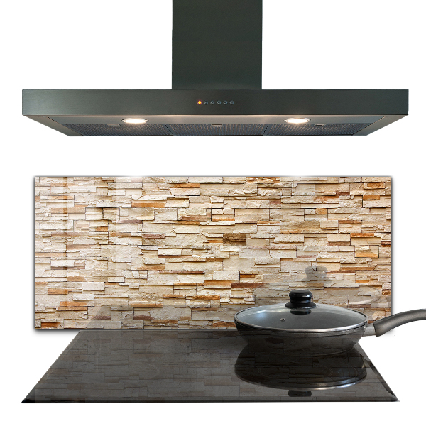 Kitchen glass panel Natural stone wall