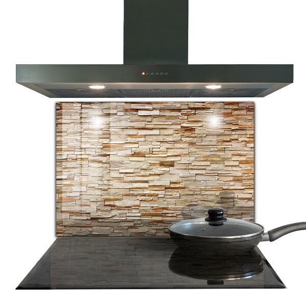 Kitchen glass panel Natural stone wall