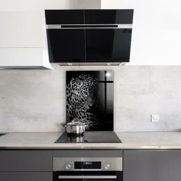 Hob splashback Dark panther wild cat